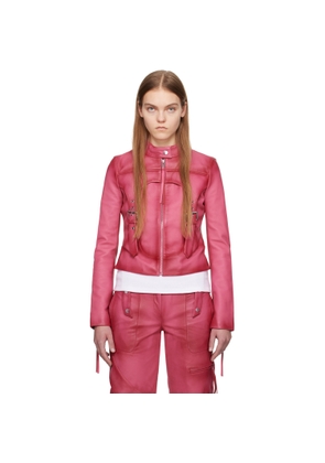 Blumarine Pink Guêpière Leather Biker Jacket