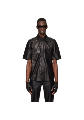 Ernest W. Baker Black Short Sleeve Leather Shirt