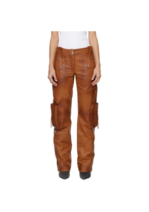 Blumarine Brown Bellows Pocket Leather Pants
