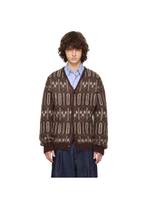 NEEDLES Burgundy Mohair Geometric Cardigan