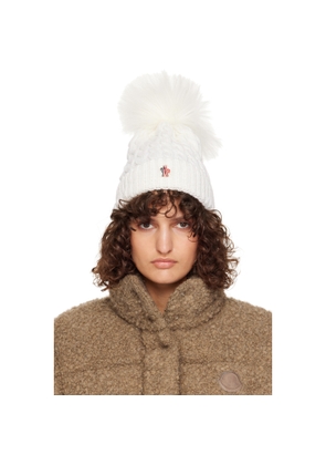 Moncler Grenoble White Wool Pom Pom Beanie