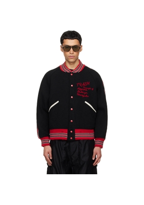 NEEDLES Black Deconstructed Letter Bomber Jacket