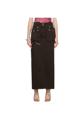 Blumarine Brown Pockets Maxi Skirt