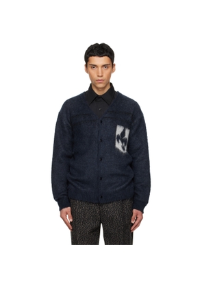 NEEDLES Navy Mohair Emblem Cardigan