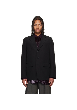 Dries Van Noten Black Notched Lapel Blazer