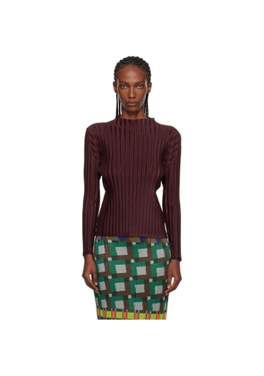 PLEATS PLEASE ISSEY MIYAKE Burgundy Rib Pleats January Top