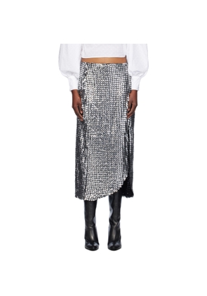 Anna Sui Silver Ruched Midi Skirt