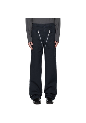 Dries Van Noten Navy Zip Trousers
