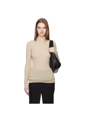 Rick Owens Beige Temple LS Turtle Sweater