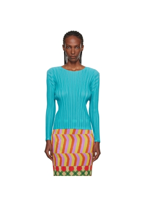 PLEATS PLEASE ISSEY MIYAKE Blue Rib Pleats January T-shirt