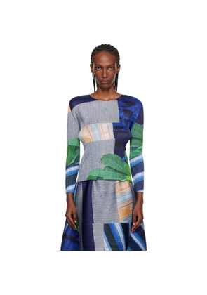 PLEATS PLEASE ISSEY MIYAKE Gray & Navy City Collage T-shirt