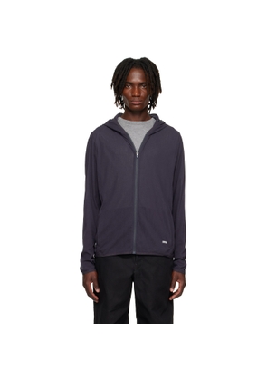 AMOMENTO Gray Mesh Hooded Zip Jacket