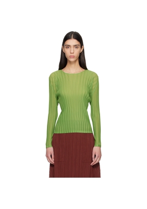 PLEATS PLEASE ISSEY MIYAKE Green Rib Pleats November Top