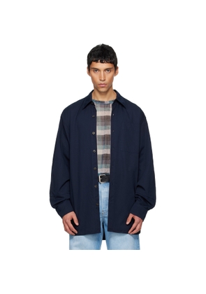 Dries Van Noten Navy Paneled Shirt