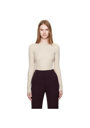 Mugler Beige Shoulder Logo Bodysuit