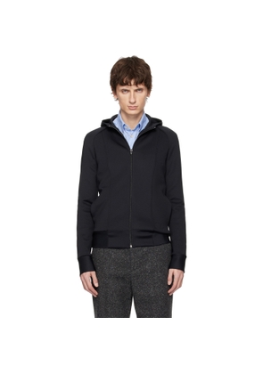 Valentino Black Neoprene Embossed VLogo Hoodie