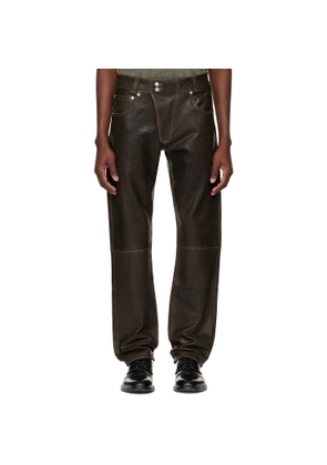 Enfants Riches Déprimés Brown Moto Fly Straight Leg Leather Pants