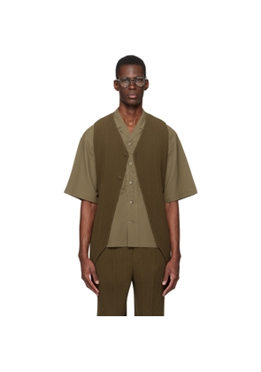 HOMME PLISSÉ ISSEY MIYAKE Khaki Tuxedo Pleats Vest