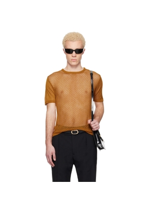 Ernest W. Baker Tan Open Knit Viscose T-shirt