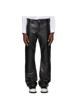 Enfants Riches Déprimés Black Leather Flare Pilot Pants