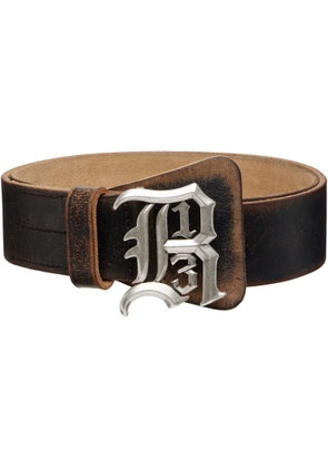 R13 Brown Logo Buckle Belt