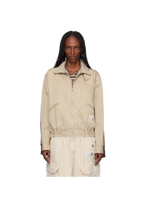 Maison MIHARA YASUHIRO Beige & Khaki Front Back Combined Zip-Up Jacket