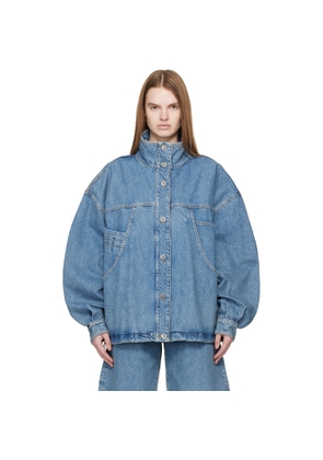 The Attico Blue Washed Denim Bomber Jacket