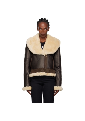 JW Anderson Brown & Beige Aviator Shearling Jacket