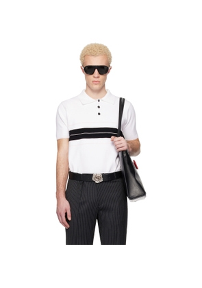 Ernest W. Baker White & Black Striped Polo
