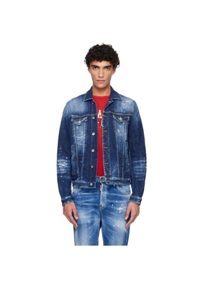 Dsquared2 Navy Medium Easy Wash Dan Denim Jacket