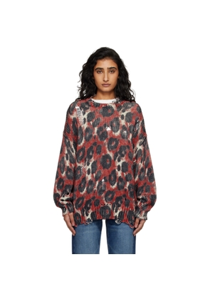 R13 Red & Black Printed Oversized Sweater
