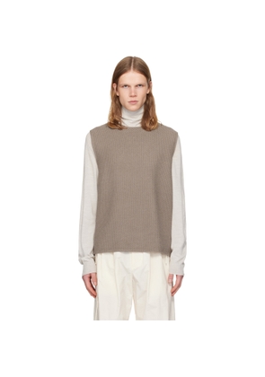 HOMME PLISSÉ ISSEY MIYAKE Taupe Rustic Knit Vest