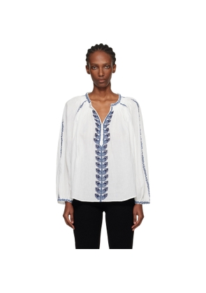 Isabel Marant Etoile White Lena Summer Embroidered Blouse