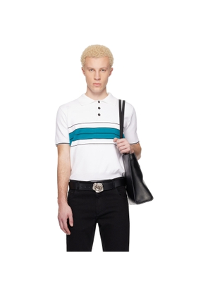 Ernest W. Baker White & Green Striped Polo