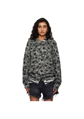 R13 Gray Printed Boyfriend Sweater