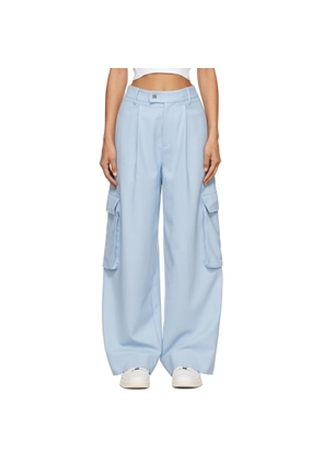 AMIRI Blue Wide Leg Pleated Trousers