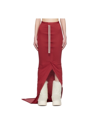 Rick Owens Moncler + Rick Owens Red Adjustable Maxi Skirt