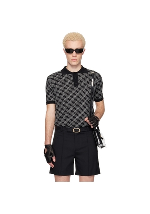 Ernest W. Baker Black Check Jacquard Polo