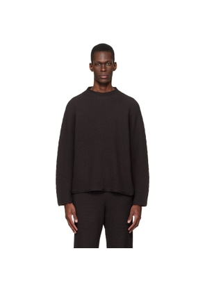 HOMME PLISSÉ ISSEY MIYAKE Brown Rustic Knit Sweater