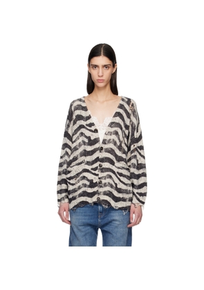 R13 Off-White & Black Printed Oversized Cardigan