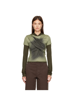 Andersson Bell Khaki Gathered Jersey Hoodie & T-shirt Set