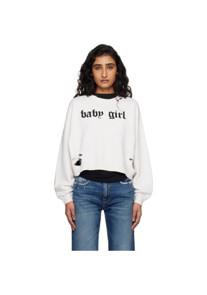 R13 Off-White 'Baby Girl' Cropped Crewneck Sweatshirt