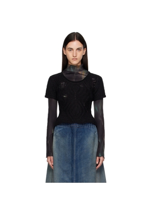 Andersson Bell Black & Green Cap Sleeve Sweater Layered T-shirt