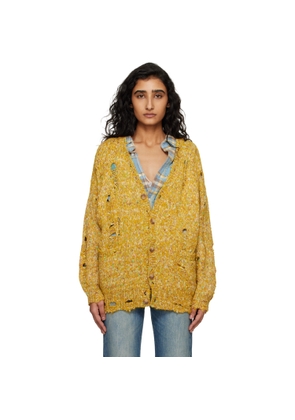 R13 Yellow Distressed Oversized Cardigan