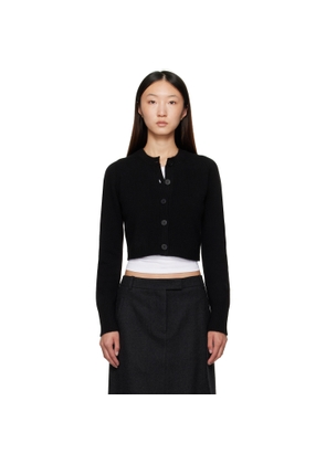 Loulou de Saison Black Zephir Cashmere Cropped Cardigan