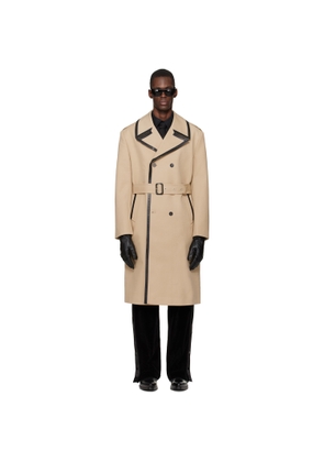 Ernest W. Baker Beige Leather Trim Trench Coat