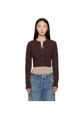 Loulou de Saison Brown Zephir Cashmere Cropped Cardigan
