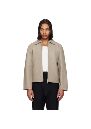 Sunflower Taupe Short Leather Jacket