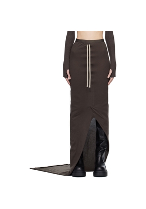 Rick Owens Moncler + Rick Owens Brown Adjustable Maxi Skirt