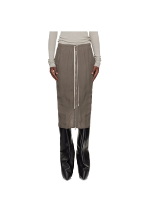 Rick Owens Gray Temple Zipped Short Pillar Midi Skirt